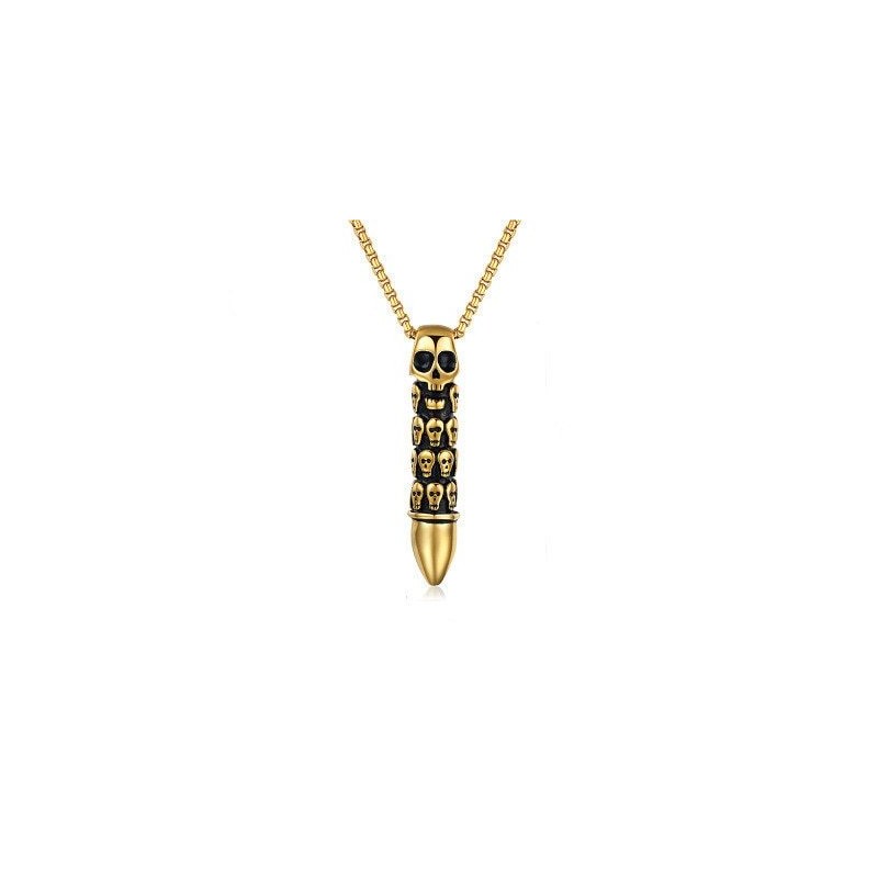 Titanium steel bullet with skulls - necklaceNecklaces
