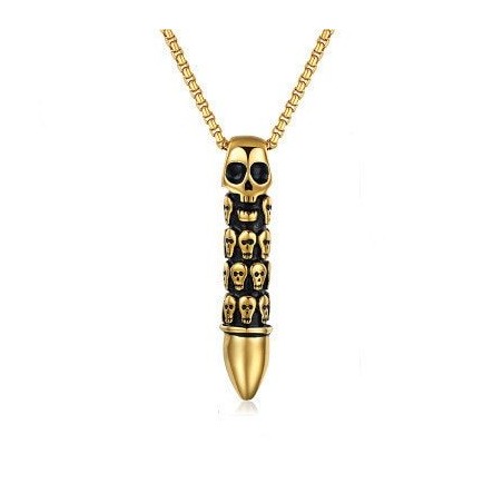 Titanium steel bullet with skulls - necklaceNecklaces