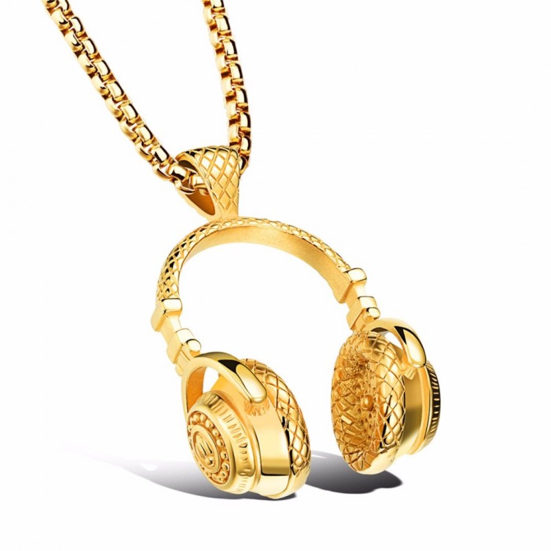 Necklace with headphones - black - gold - silverNecklaces