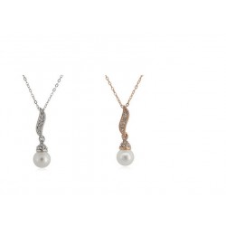 Crystal angel wing with pearl - necklaceNecklaces