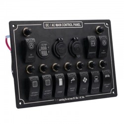 Rocker switch panel - 12V - 10-gang - LED - cigarette lighter - waterproof for car - boat - truckElectronics & Tools