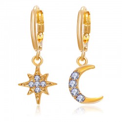 Crystal star & moon - gold earringsEarrings