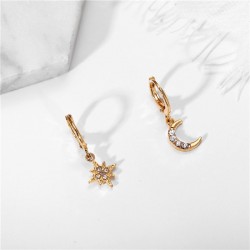 Crystal star & moon - gold earringsEarrings