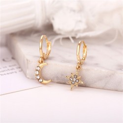 Crystal star & moon - gold earringsEarrings