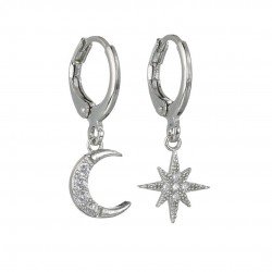 Crystal moon & star - gold & silver earringsEarrings