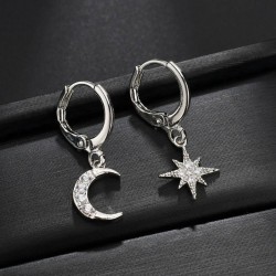 Crystal moon & star - gold & silver earringsEarrings