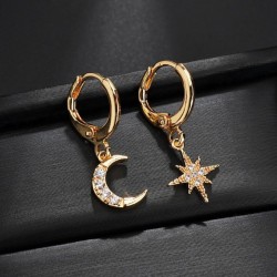 Crystal moon & star - gold & silver earringsEarrings