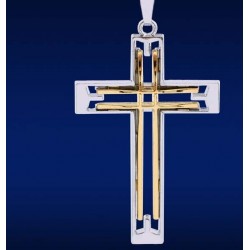 Double hollow-out stainless steel Cross - leather necklaceNecklaces
