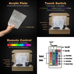 3D owl - LED night lamp - USB - touch control / remote controlLights & lighting