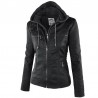 Winter leather jacket - removable inner lining with hood - waterproof - plus sizeJackets