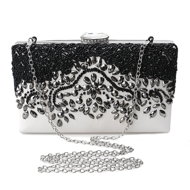 Crystal rhinestone purse - rectangle - black - ladiesBags