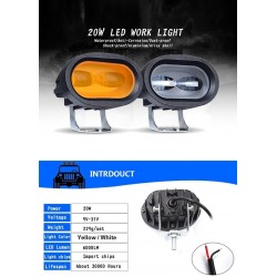20W 6D 12V 6000K - work light for motorcycle - off-road trucks - ATV - SUV - retro LED bar - lampLights & lighting