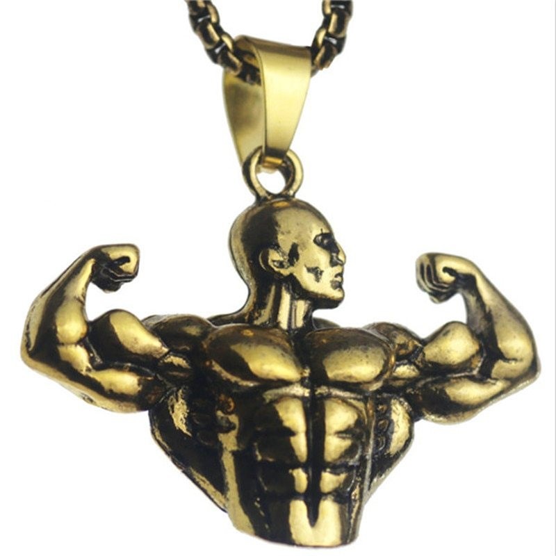 Strong muscle men - necklace - stainless steel - pendantNecklaces