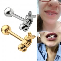 Tongue piercing - sex - silver/gold - stainless steelEarrings