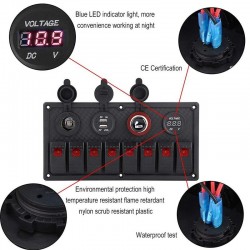 8-gang rocker switch panel - 12 - 24V - USB - LED - cigarette lighter socket - waterproofElectronics & Tools