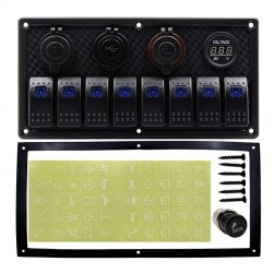 8-gang rocker switch panel - 12 - 24V - USB - LED - cigarette lighter socket - waterproofElectronics & Tools