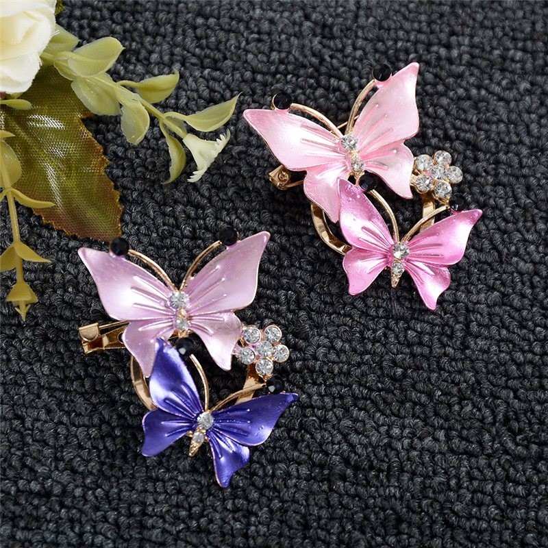 Double butterflies - crystal elegant broochBrooches