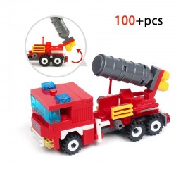 Fire Truck - Car - Helicopter - Boat - 4 in 1 Building Blocks Set - 348pcs - Children - ToysToys