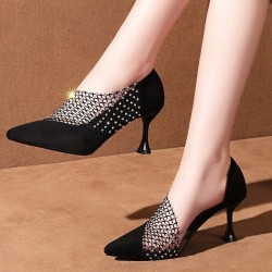 Crystal pointed pumps - blackHigh heels