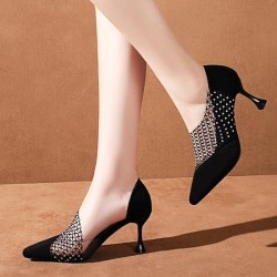 Crystal pointed pumps - blackHigh heels