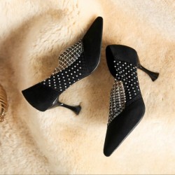 Crystal pointed pumps - blackHigh heels
