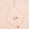 Golden necklace & earrings set with red heartNecklaces