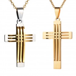 Vintage cross pendant - necklace - gold - half goldenNecklaces