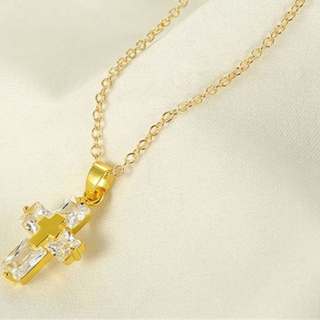 Double cross necklace - gold - womenNecklaces