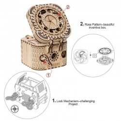 Creative DIY - 3D treasure box - wooden puzzle - assembly kit - 123 piecesConstruction