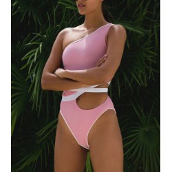 One shoulder padded - swimsuit - women - blue - pink - whiteSwimming