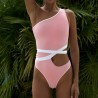 One shoulder padded - swimsuit - women - blue - pink - whiteSwimming