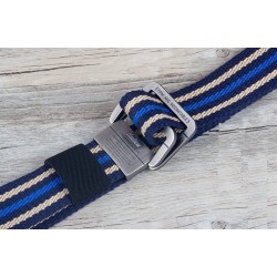 Fashionable canvas belt with double alloy buckle - stripedBelts