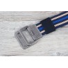 Fashionable canvas belt with double alloy buckle - stripedBelts