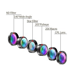 6 in 1 - universal phone camera lens - fisheye - wide angle - macro - CPL/Star ND32 filter - for SmartphonesLenses