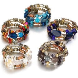 Multi-layer bracelet with resin stones - vintage - ethnic braceletBracelets