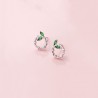 Small circles & leaves - rose gold / silver stud earrings - 925 sterling silverEarrings