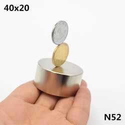 N52 - N35 - neodymium magnet - round - 40 x 20mm - 2 piecesN52