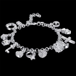 Elegant bracelet with 13 charms - 925 sterling silverBracelets