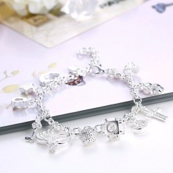 Elegant bracelet with 13 charms - 925 sterling silverBracelets
