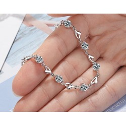 Bracelet with hearts & zirconia - 925 sterling silverBracelets