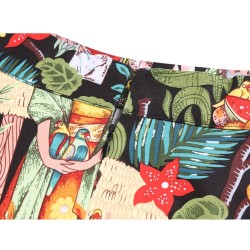Vintage - high waisted skirt - flowers & Halloween print - skulls - cottonDresses