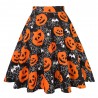 Vintage - high waisted skirt - flowers & Halloween print - skulls - cottonDresses