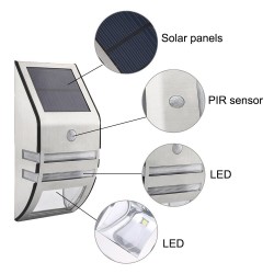 Solar LED Light - Outdoor - Motion Sensor - Stainless Steel - Black - WhiteSolar lighting
