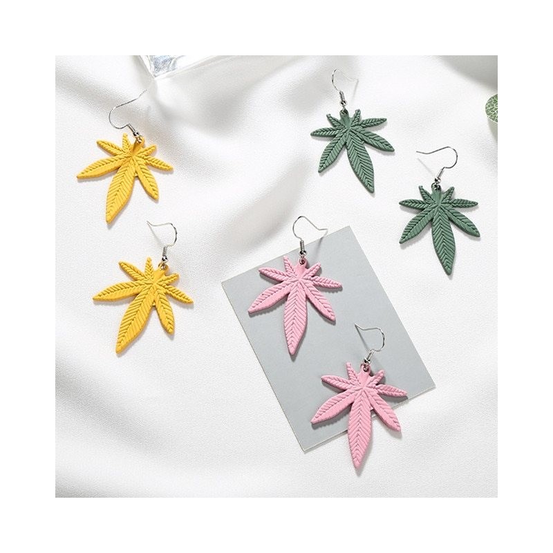 Hemp Leaves - Dangle Earrings - Geometric Drop EarringsEarrings