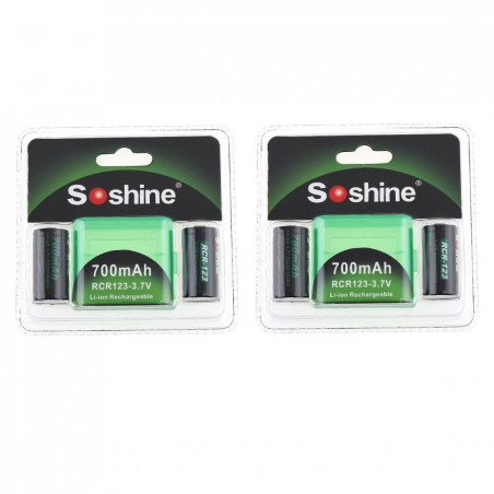 4pcs - 700mAh - Li-ion Rechargeable Battery - 2pcs Battery Storage Box - Flashlights - HeadlampsBattery