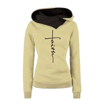 Autumn - Winter - Hoodies - Sweatshirts - Women - Faith Embroidered PrintHoodies & Jumpers