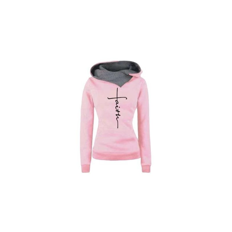 Autumn - Winter - Hoodies - Sweatshirts - Women - Faith Embroidered PrintHoodies & Jumpers