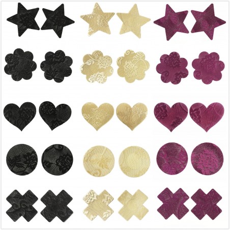 10pairs - Lace - Nipple Covers - Star - Circle - HeartBeachwear
