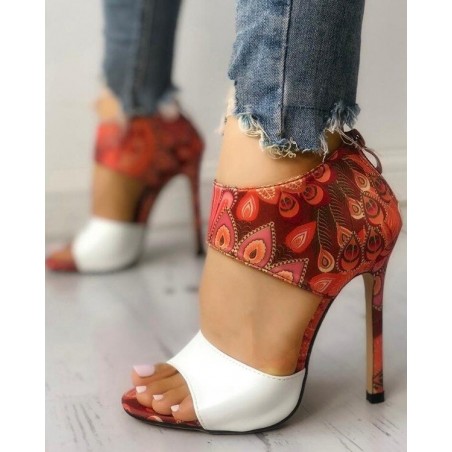 Thin Heeled - Sandals - High Heels - WhiteSandals