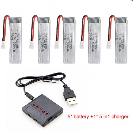 JJRC - 3.7V - 500mAh - Li-Polymer Battery - Charger - JJRC H37 JXD 523 - BatteryBatteries
